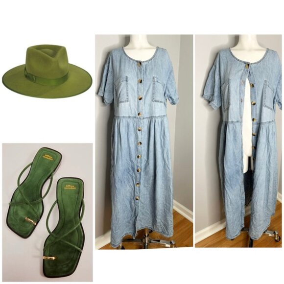 PRELOVED CHORUS BLUES DENIM MAXI DRESS POCKETS SIZE 18/20 - Picture 4 of 9